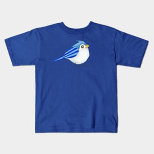 CUTE BIRD - Watercolor Painting Blue White Yellow Baby Bird Titmouse Chick Kids T-Shirt